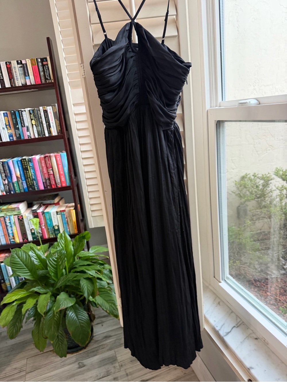 White House Black Market Black Ruched Bodice Maxi Dress